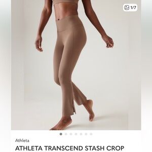 Athleta Transcend Stash Crop Straight Leg tan brown size small NWOT pockets